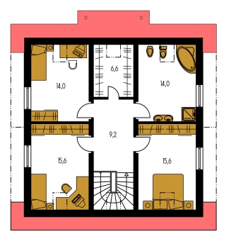 Mirror image | Floor plan of second floor - KOMPAKT 36